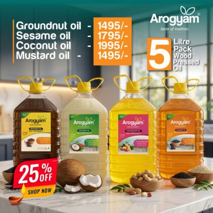 Arogyam 5Liter Wood Pressed Oil Damaka OFFER!!