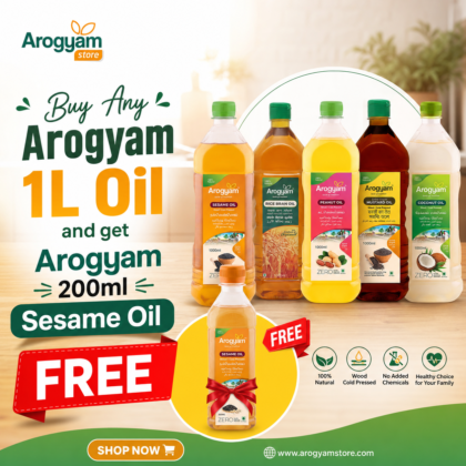 Buy any Arogyam 1L Oil and Get Arogyam 200ml Sesame Oil FREE